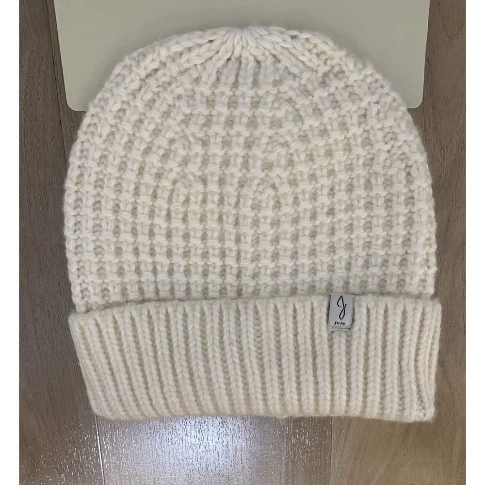 JOIE‎ Women's Beanies (2) Knit Ribbed Pom Pom Roll Cuff - Picture 2 of 3